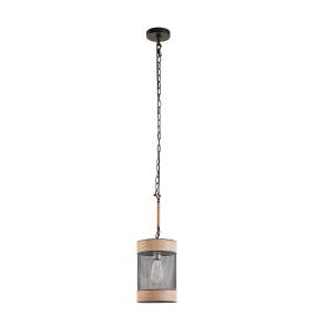 INK+IVY Orion Natural Rope and Metal Mesh Cylinder Pendant in Natural/Black - Olliix II151-0139