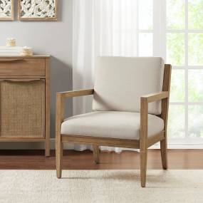 Madison Park Tage Upholstered Accent Armchair in Ivory - Olliix MP100-1187