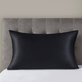 Madison Park Silk 100% Mulberry Single Pillowcase in Black - Olliix MPT21-0126