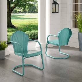 Tulip 2Pc Outdoor Metal Armchair Set Blue - 2 Chairs - Crosley CO1029-BL