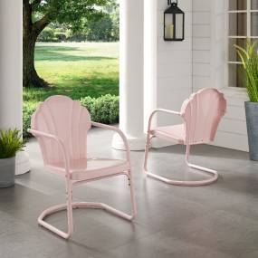 Tulip 2Pc Outdoor Metal Armchair Set Pink - 2 Chairs - Crosley CO1029-PI