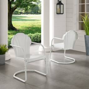 Tulip 2Pc Outdoor Metal Armchair Set White - 2 Chairs - Crosley CO1029-WH