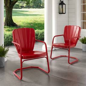 Ridgeland 2Pc Outdoor Metal Armchair Set Red - 2 Chairs - Crosley CO1031-RE