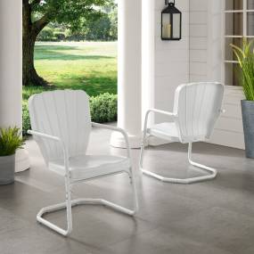 Ridgeland 2Pc Outdoor Metal Armchair Set White - 2 Chairs - Crosley CO1031-WH