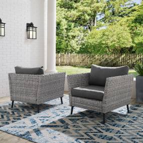 Richland 2Pc Outdoor Wicker Armchair Set Charcoal/Gray - 2 Armchairs - Crosley CO7318GY-CL