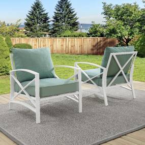 Kaplan 2Pc Outdoor Metal Armchair Set Mist/White - 2 Chairs - Crosley KO60013WH-MI