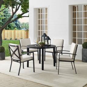 Kaplan 5Pc Outdoor Metal Round Dining Set Oatmeal/Oil Rubbed Bronze - Table & 4 Chairs - Crosley KO60041BZ-OL
