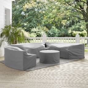 Catalina 4Pc Furniture Cover Set Gray - 3 Round Sectional Sofas & Coffee Table - Crosley MO75016-GY