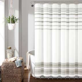 Breezy Chic Tassel Jacquard Eco-Friendly Recycled Cotton Shower Curtain Light Gray Single 72X72 - Triangle Home Décor 16T003083