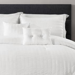 Farmhouse Seersucker Comforter White 5Pc Set Full/Queen - Lush Decor 16T004226