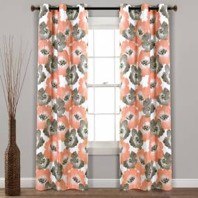 Julie Floral Insulated Grommet Blackout Window Curtain Panels Coral/Gray 38X95 Set - Lush Decor 16T004487