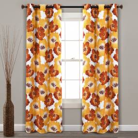 Julie Floral Insulated Grommet Blackout Window Curtain Panels Red/Yellow 38X95 Set - Lush Decor 16T004489