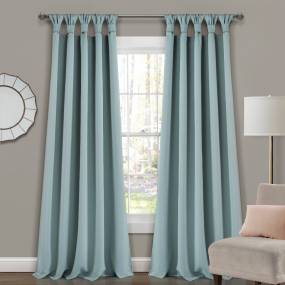 Lush Décor Insulated Knotted Tab Top Blackout Window Curtain Panels Blue 52X95 Set - Lush Decor 16T004575