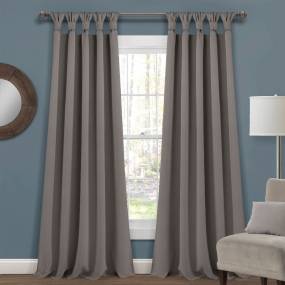 Lush Décor Insulated Knotted Tab Top Blackout Window Curtain Panels Dark Gray 52X95 Set - Lush Decor 16T004576