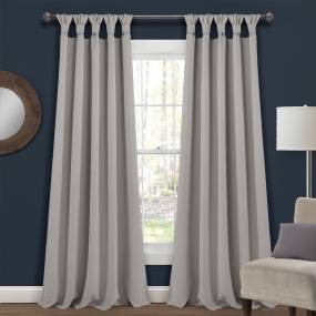Lush Décor Insulated Knotted Tab Top Blackout Window Curtain Panels Light Gray 52X95 Set - Lush Decor 16T004577
