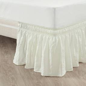 Ruched Ruffle Elastic Easy Wrap Around Bedskirt Ivory Single Twin/Twin-XL/Full - Lush Decor 16T005505