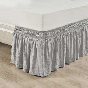 Ruched Ruffle Elastic Easy Wrap Around Bedskirt Light Gray Single Twin/Twin-XL/Full - Lush Decor 16T005507