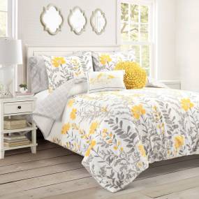 Lush Décor Aprile Soft Reversible Oversized Comforter Yellow/Gray 8Pc Set King - Triangle Home Decor 21T011100