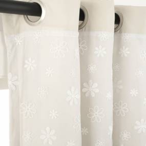 Lush Décor Dylin Flower Embroidery Window Curtain Panel Neutral Single 40X84 - Triangle Home Decor 21T011693
