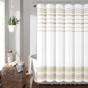 Breezy Chic Tassel Jacquard Eco-Friendly Recycled Cotton Shower Curtain Neutral Single 72X72 - Triangle Home Décor 21T012777