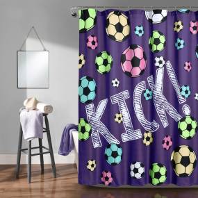 Girls Soccer Kick Shower Curtain Purple Single 72x72 - Lush Decor 21T012830