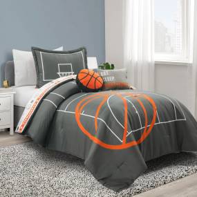 Lush Décor Basketball Game Reversible Oversized Comforter Charcoal 4Pc Set Twin - Triangle Home Décor 21T013305