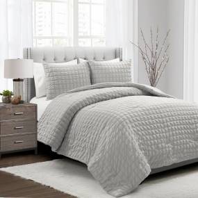 Lush Décor Crinkle Textured Dobby Comforter Light Gray 3Pc Set Full/Queen - Triangle Home Décor 21T013323