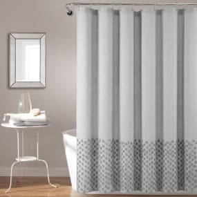 Boho Polka Dot Yarn Dyed Eco-Friendly Recycled Cotton Shower Curtain Light Gray Single 72X72 - Triangle Home Décor 21T013674