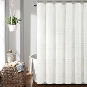 Boho Kendra Tufted Yarn Dyed Eco-Friendly Recycled Cotton Shower Curtain White Single 72X72 - Triangle Home Décor 21T013675