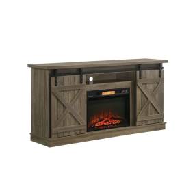 Picket House Furnishings Brix  64" Complete Fireplace, w/ Barn Door in Grey -  Picket House Furnishings LA-1890-FPC