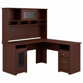 Cabot 60W L Shaped Computer Desk with Hutch in Harvest Cherry - Bush Furniture CAB001HVC