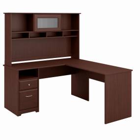 Cabot 60W L Shaped Computer Desk with Hutch and Drawers in Harvest Cherry - Bush Furniture CAB046HVC
