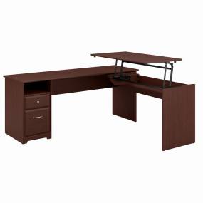 Cabot 72W 3 Position L Shaped Sit to Stand Desk in Harvest Cherry - Bush Furniture CAB050HVC