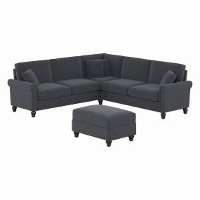 Bush Furniture Coventry 99W L Shaped Sectional Couch with Ottoman in Dark Gray Microsuede - Bush Furniture CVN003DGM