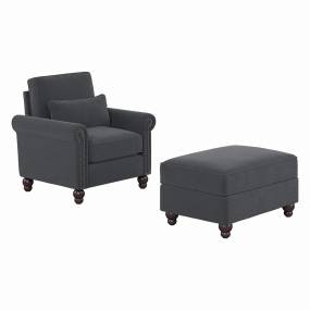 Bush Furniture Coventry Accent Chair with Ottoman Set in Dark Gray Microsuede - Bush Furniture CVN010DGM