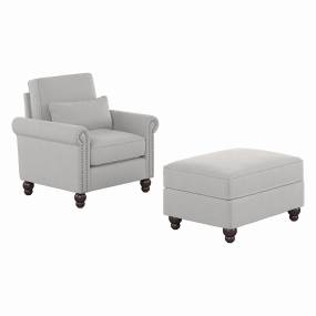 Bush Furniture Coventry Accent Chair with Ottoman Set in Light Gray Microsuede - Bush Furniture CVN010LGM