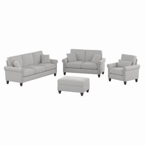 Bush Furniture Coventry 85W Sofa with Loveseat, Accent Chair, and Ottoman in Dark Gray Microsuede - Bush Furniture CVN020LGM