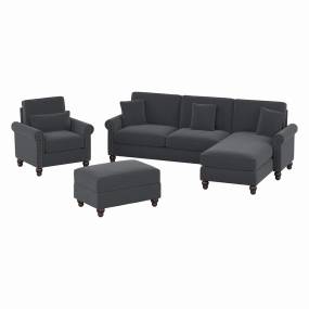 Bush Furniture Coventry 102W Sectional Couch with Reversible Chaise Lounge, Accent Chair, and Ottoman in Dark Gray Microsuede - Bush Furniture CVN021DGM