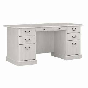 Bush Furniture Saratoga Executive Desk with Drawers in Linen White Oak - Bush Furniture EX45766-03K