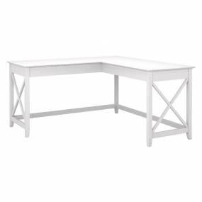 Bush Furniture Key West 60W L Shaped Desk in Pure White Oak - KWD160WT-03