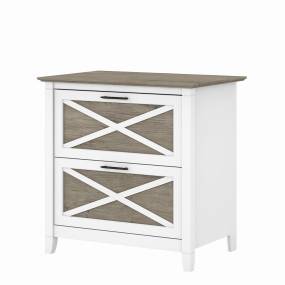 Bush Furniture Key West 2 Drawer Lateral File Cabinet in Pure White and Shiplap Gray - Bush Furniture KWF130G2W-03
