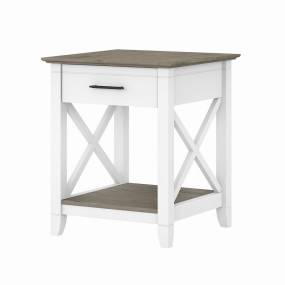Bush Furniture Key West End Table with Storage in Pure White and Shiplap Gray - Bush Furniture KWT120G2W-03