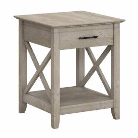 Bush Furniture Key West End Table w/ Storage in Washed Gray - KWT120WG-03