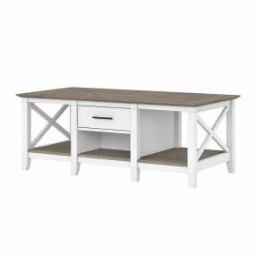 Bush Furniture Key West Coffee Table with Storage in Pure White and Shiplap Gray - Bush Furniture KWT148G2W-03