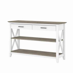 Bush Furniture Key West Console Table with Drawers and Shelves in Pure White and Shiplap Gray - Bush Furniture KWT248G2W-03