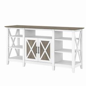Bush Furniture Key West Tall TV Stand for 65 Inch TV in Pure White and Shiplap Gray - Bush Furniture KWV160G2W-03