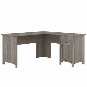 Bush Furniture Salinas 60W L Shaped Desk with Storage in Driftwood Gray - Bush Furniture SAD160DG-03