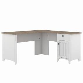 Bush Furniture Salinas 60W L Shaped Desk with Storage in Pure White and Shiplap Gray - Bush Furniture SAD160G2W-03