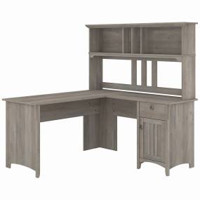 Bush Furniture Salinas 60W L Shaped Desk with Hutch in Driftwood Gray - Bush Furniture SAL004DG