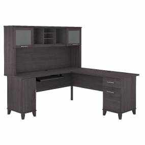 Bush Furniture Somerset 72W L Shaped Desk with Hutch in Storm Gray - Bush Furniture SET001SG